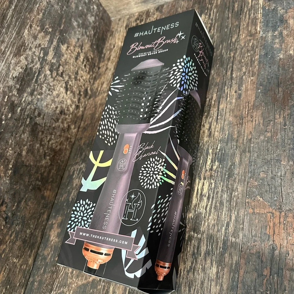 Hauteness Black Charcoal Ceramic Hair Blowout Dryer Brush - Picture 1 of 5